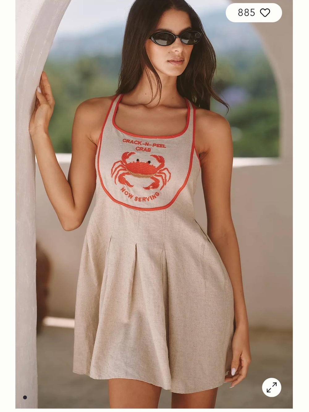 Anthropologie Celandine Crab Shack Linen Mini Dress Costal M